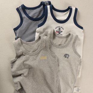 A类安全无骨薄款 纯棉弹力背心小男孩儿童中大童宝宝透气吸汗夏季