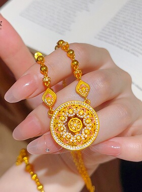 金包银项链女罗盘项链镶钻吊坠轻奢小众风婚嫁不掉色