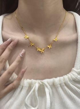 金包银新中式高级感漫天飞舞蝴蝶项链女项时尚锁骨链生日礼物