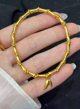 金包银竹节手链女款节节高升手串纯银竹节手链送礼结婚礼物