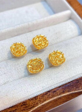 金色饰品拉丝小方糖耳钉女款耳环耳饰送女友节日礼物