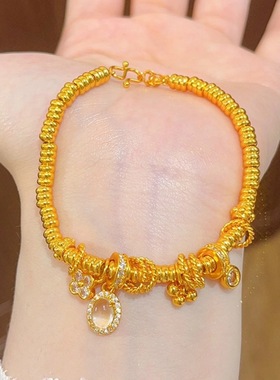 金包银古法沙金盘缠手串手链女小众轻奢高级感四叶草女友礼物