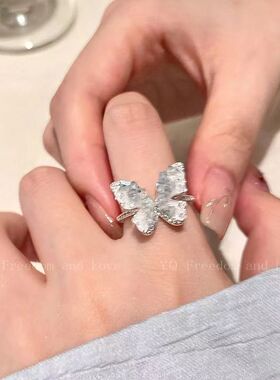 让蝴蝶停在手上~蝴蝶开口戒指女款夏季高级感个性指环食指戒