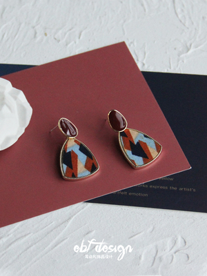 耳边风小众滴釉几何彩色拼接豹纹