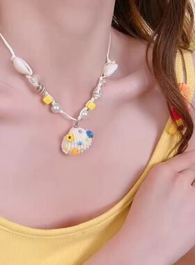 海边夏日度假海滩海星贝壳项链2025串珠设计新款小众锁骨配饰