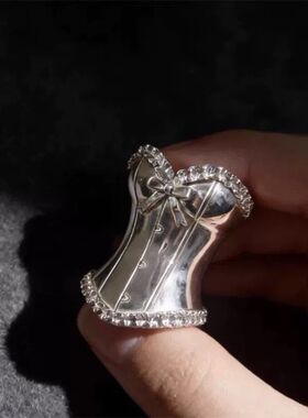 公主裙摆 法式淑女风银色戒指女小众设计个性独特不撞款百搭指环