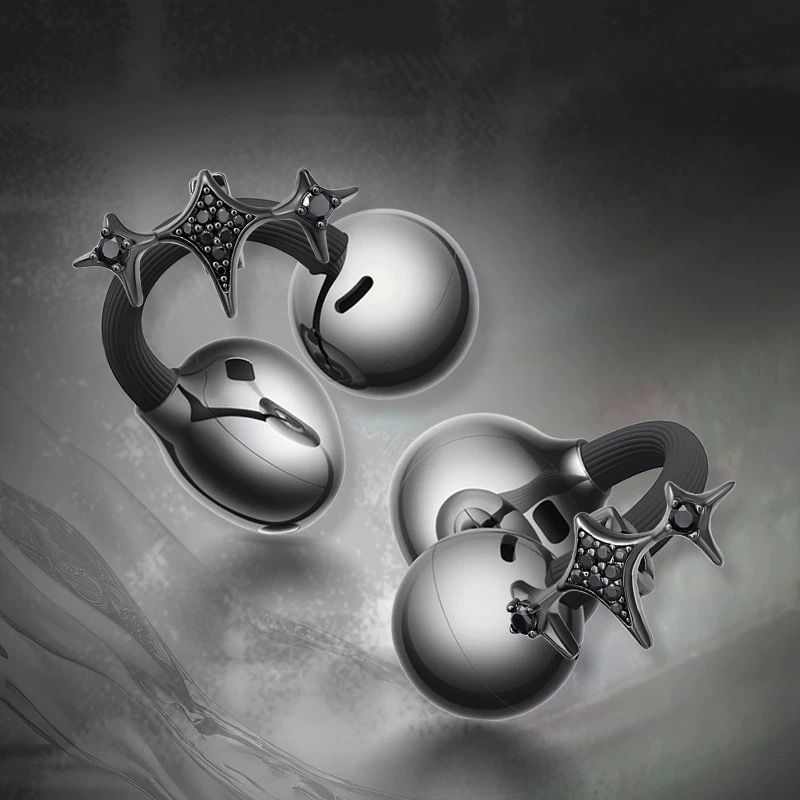 华强北蓝牙耳机扣2025新款摩登黑星芒朋克风耳夹扣耳饰新款配饰