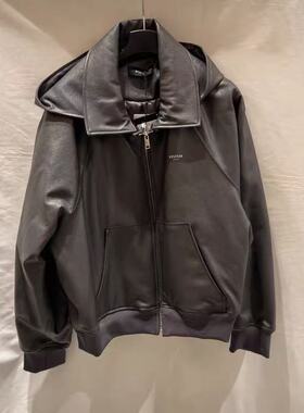 韩国代购SYSTEM26春季皮衣外套男潮高级感休闲夹克潮服连帽pu上衣