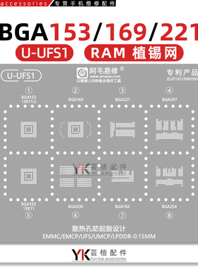 UFS/BGA153/169/221/297/200/162/254/EMMC/EMCP/LPDDR内存植锡网