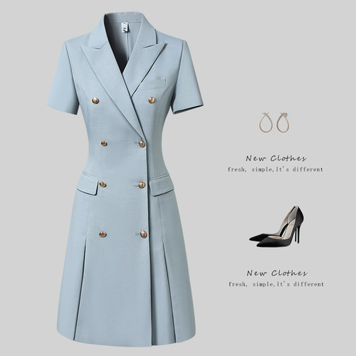 职业西装连衣裙夏气质修身高级感显瘦柜姐工作服导购工装职场通勤