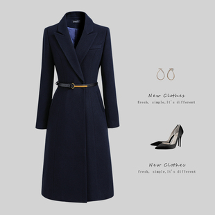 西装领职业毛呢大衣女冬气质修身中长款收腰显瘦工作服售楼部工装