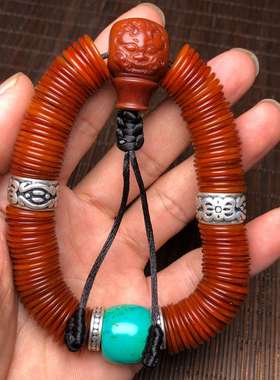 把玩包浆回流牦牛骨超薄手串