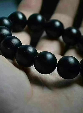 天然可可纯黑羊角手串竹丝纹手串zly全黑西藏羊角手串