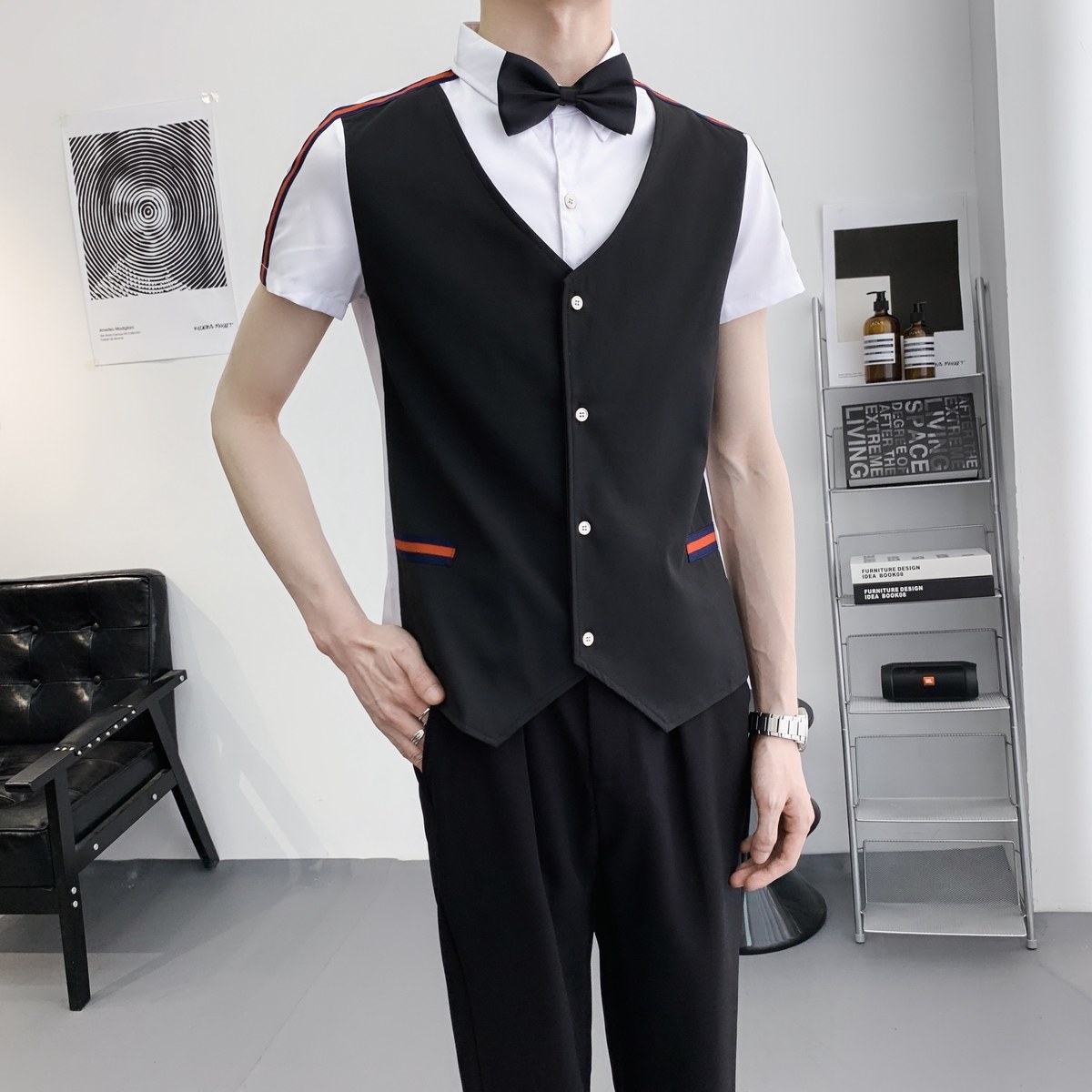 714A-H672P55控79/2025新款短袖衬衫假两件工作服衬衣潮流制服装，男装衬衫，星座714A（原电商C314）