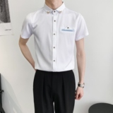 714A-9215P30控49/2025夏季男士短袖衬衫修身工作服衬衣ktv理发店，男装衬衫，星座714A（原电商C314）