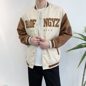 714A-W805P75控115/2025秋季韩版潮男青少年学生麂皮绒棒球服潮流图片