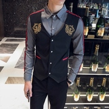 714-H654P55/英伦店主风2025春季男士假两件ktv工作服衬衫S-5XL,男装衬衫,星座714(原C313), 714-H654P55/英伦店主风2025春季男士假两件ktv工作服衬衫S-5XL,男装衬衫,星座714(原C313),