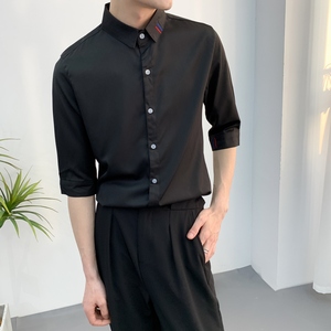 714A-9329P40控59/2025夏季新款男士中袖衬衫五分袖5分袖衬衫潮图片