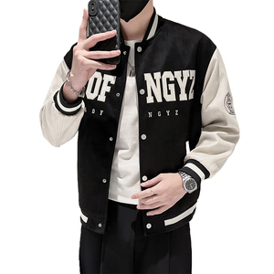 714A-W805P75控105/2025社会小伙青少年学生麂皮绒棒球服潮流装图片