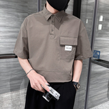 714A-G8030P85控135/2025夏季男士翻领T恤潮流宽松日系衬衫领tee，男装T恤，星座714A（原电商C314）