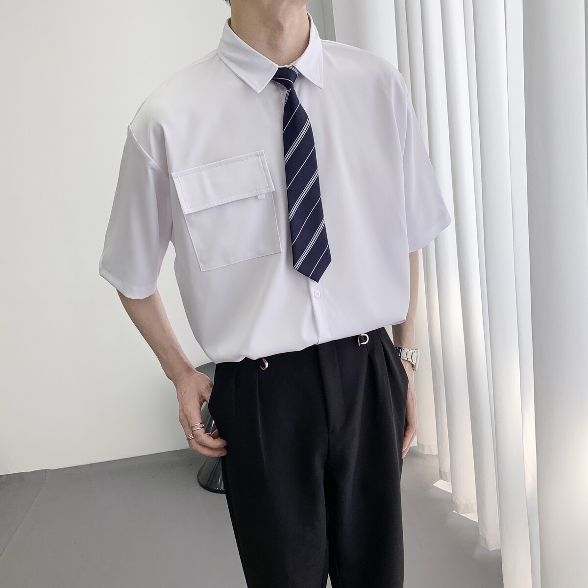 714A-C3054P40控59/2025夏季男女同款工作服衬衫潮流宽松短袖衬衣,男装衬衫,星座714A（原电商C314）