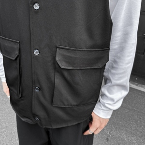 714A-M3096P55控79/2025秋季新款时尚马甲工作服坎肩美式复古工装图片