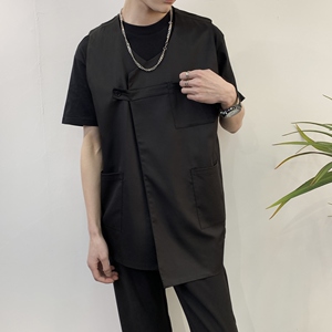 714A-M3050P45控69/2025春季新款男女马甲不对称中长款无袖外套图片