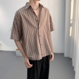 714A-D644P35控49/2025夏季新款条纹短袖衬衫宽松衬衣男女工作服，男装T恤，星座714A（原电商C314）