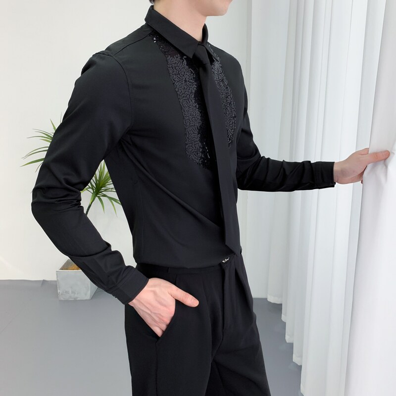 714A-D605P45控69/2025秋季新款团体发衬衫发型师夜店制服衬衣,男装衬衫,星座714A（原电商C314）