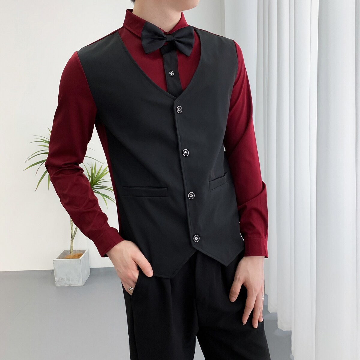 714A-H6007P55控88/2025春ktv酒吧发型师夜店马甲衬衫制服团体服,男装衬衫,星座714A（原电商C314）
