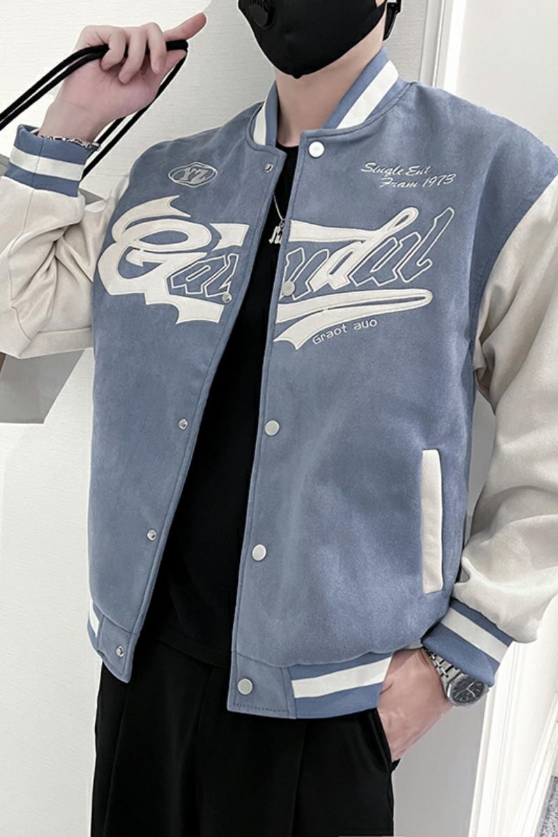 714A-W803P75控105/2025青少年麂皮绒棒球服夹克外套春季立领外套,男装夹克,星座714A（原电商C314）