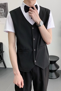 714A-H3057P55控79/2025夏季假两件工作服衬衫假两件ktv酒吧制服图片