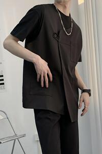 714A-M3050P45控69/2025春季新款男女马甲不对称中长款无袖外套图片