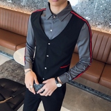 714-H677P55/英伦店主风2025春季假两件衬衫光板衬衣制服S-5XL，男装衬衫，星座714(原C313)