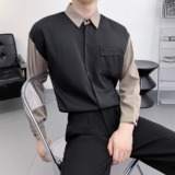 714A-D3034P45控69/2025秋季拼色宽松长袖衬衫潮流工作服衬衣，男装衬衫，星座714A（原电商C314）