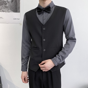 714A-H3067P55控79/2025春假两件拼接发型师夜店ktv酒吧制服衬衫图片