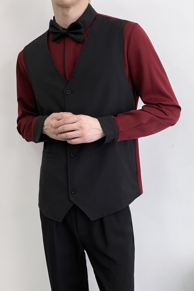 714A-H3066P55控79/2025秋季假两件马甲衬衫ktv酒吧餐厅台球制服,男装衬衫,星座714A（原电商C314）