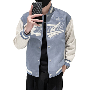 714A-W803P75控105/2025青少年麂皮绒棒球服夹克外套春季立领外套图片