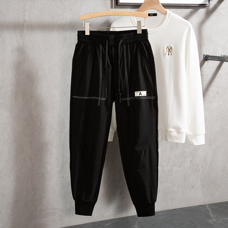 714A-K88110P55/2025春季新品男士休闲小脚哈伦束脚裤明线装饰图片