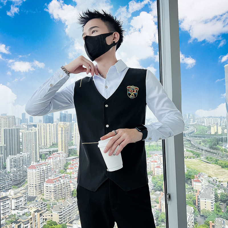 714A-H667P55控75/2025春季男士假两件衬衫简约制服ktv酒吧衬衣潮,男装衬衫,星座714A（原电商C314）