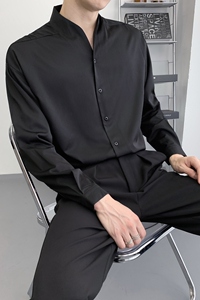 714A-D3041P45控69/2025秋季理发店工作服日系潮版制服立领风图片