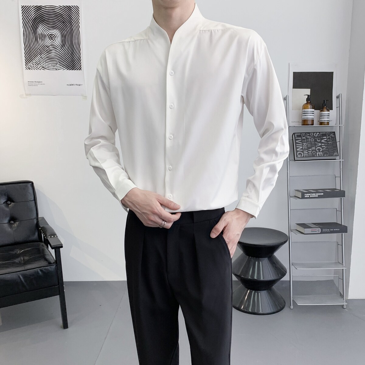 714A-D3041P45控69/2025秋季理发店工作服日系潮版制服立领风,男装工装外套,星座714A（原电商C314）