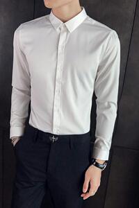 714A-D17P30/店主风2025春季男士基本款纯色工作服衬衫衬衣S-5XL图片