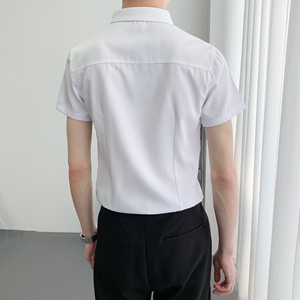 714A-9215P30控49/2025夏短袖衬衫工作服衬衣ktv理发店餐厅奶茶店图片