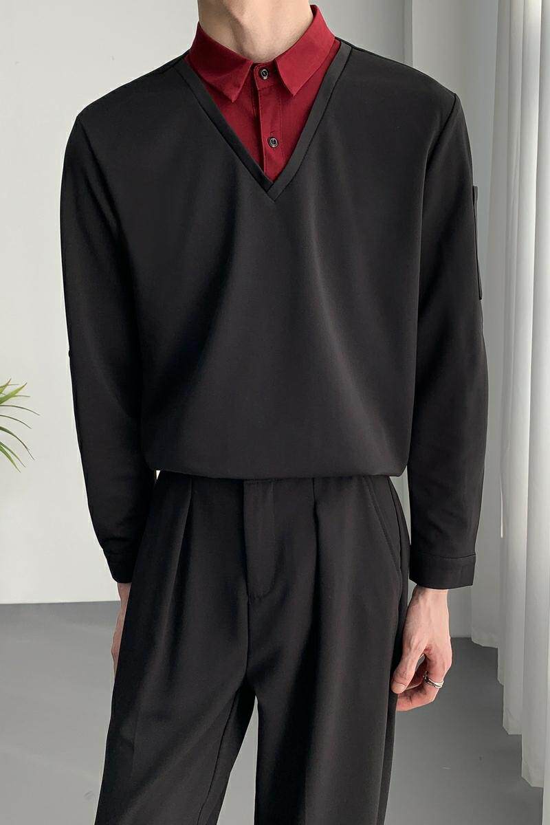 714A-D3048P45控69/2025春季新款假两件餐厅酒吧发型师工作服衬衣,男装衬衫,星座714A（原电商C314）