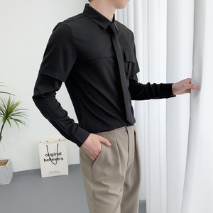 714A-D612P45控69/2025春季男士修身工装衬衫工作服ktv少爷制服