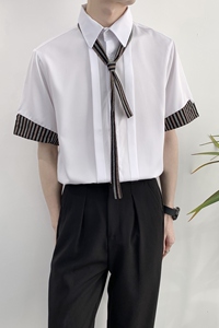 714A-D641P45控69/2025夏季男士长袖衬衫工作服衬衣餐厅制服衬衣图片