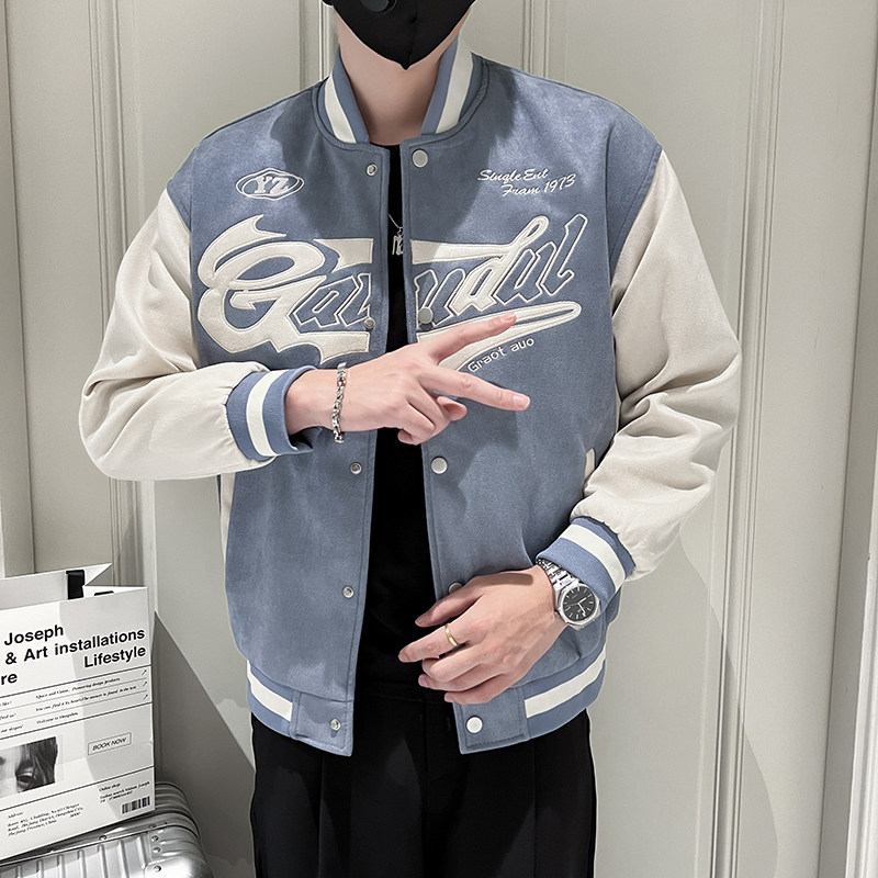 714A-W803P75控105/2025青少年学生麂皮绒棒球服夹克外套春季立领,男装夹克,星座714A（原电商C314）