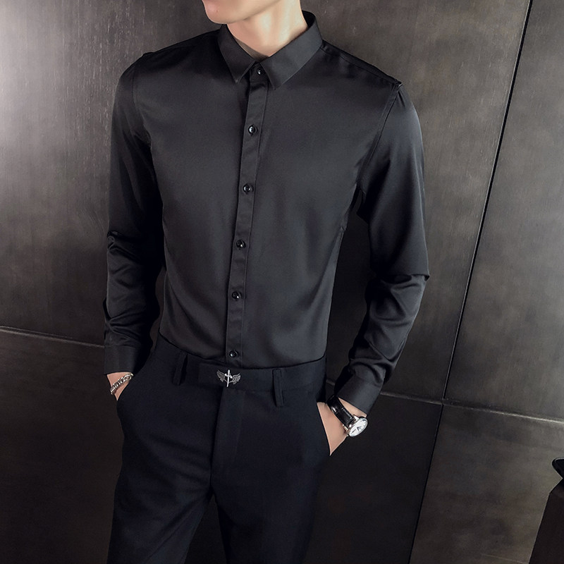 714A-D17P30/店主风2025春季男修身纯色工作服衬衫潮流衬衣S-5XL,男装衬衫,星座714A（原电商C314）
