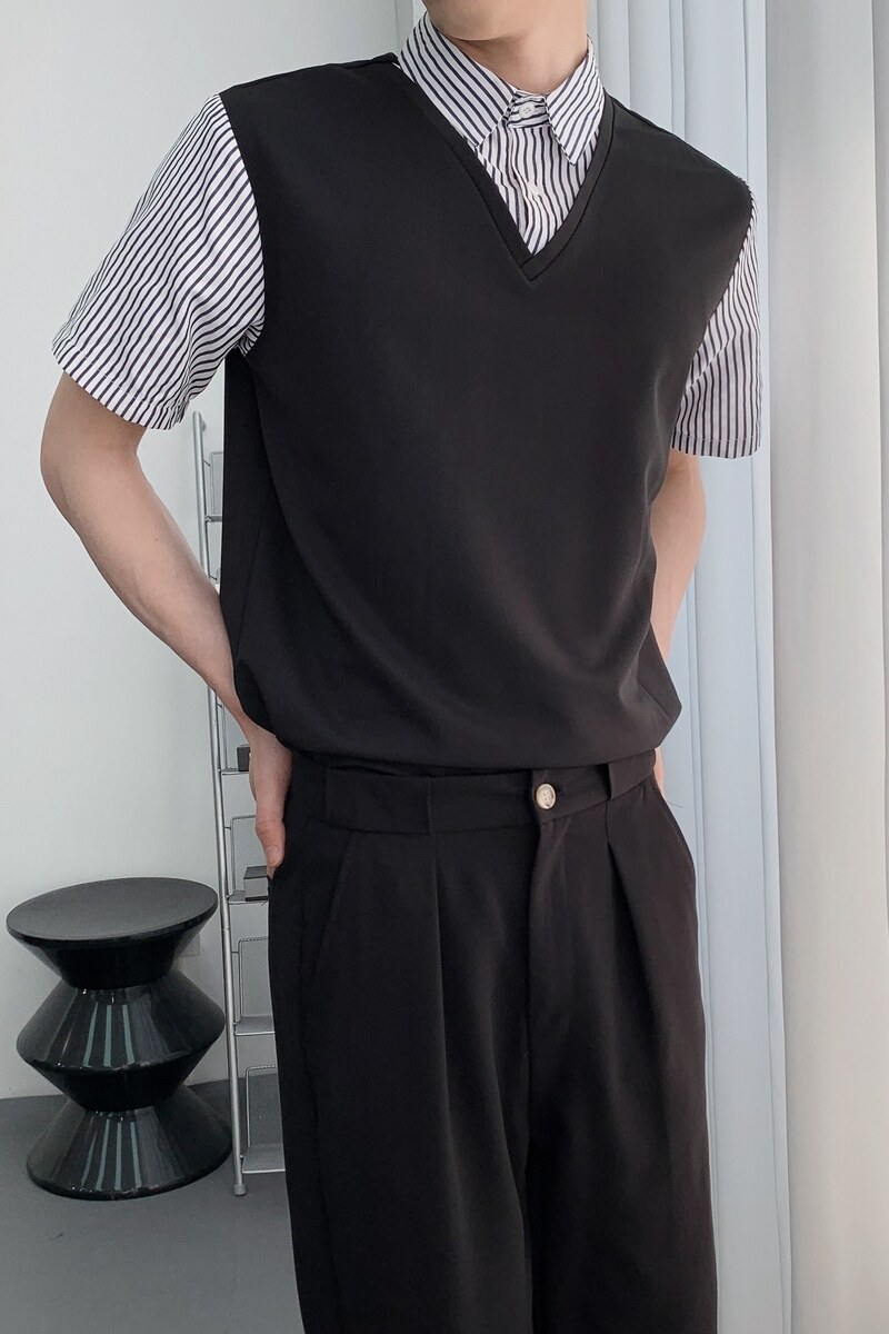 714A-D3081P45控69/2025夏季套头条纹拼接假两件衬衫餐厅咖啡店服,男装衬衫,星座714A（原电商C314）